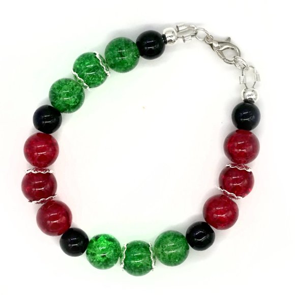 🎉Host Pick🎉 Kwanzaa bracelet green, red, black, lobster clasp. Holiday. - Picture 2 of 3